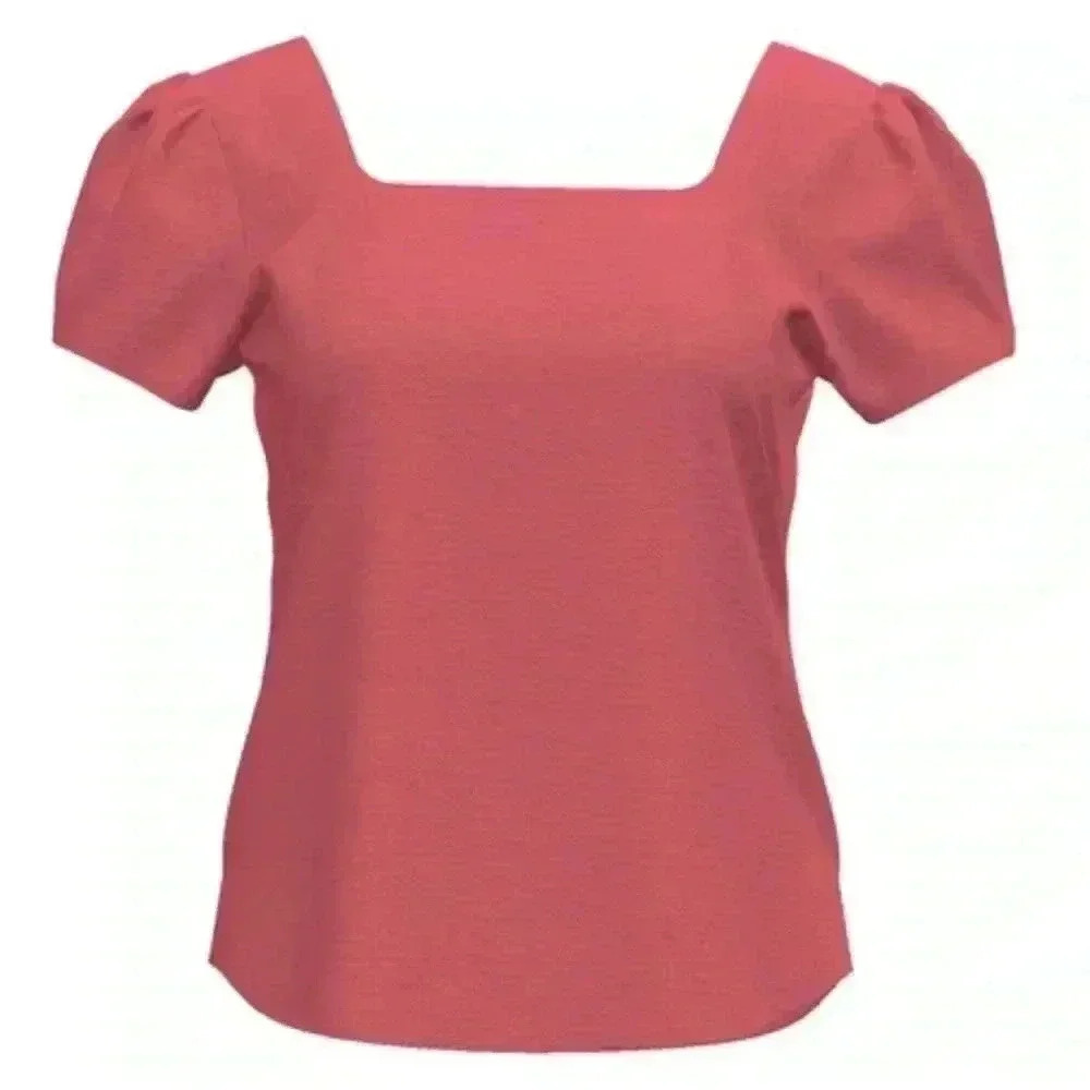 NWT LulaRoe Marissa  Salmon Pink Puff Sleeve Square Neck Top size 2XL